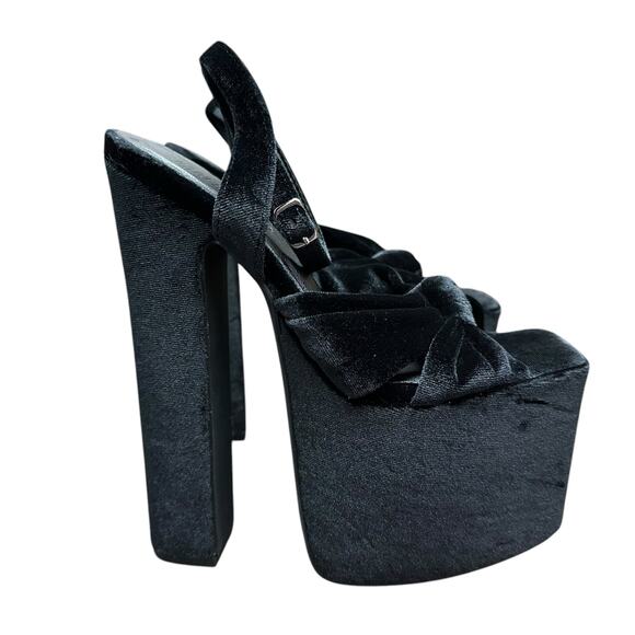 Dolls Kill Sz 6 Current Mood High Velvet Velour Platform Heels Ankle Strap Shoes - Picture 1 of 9